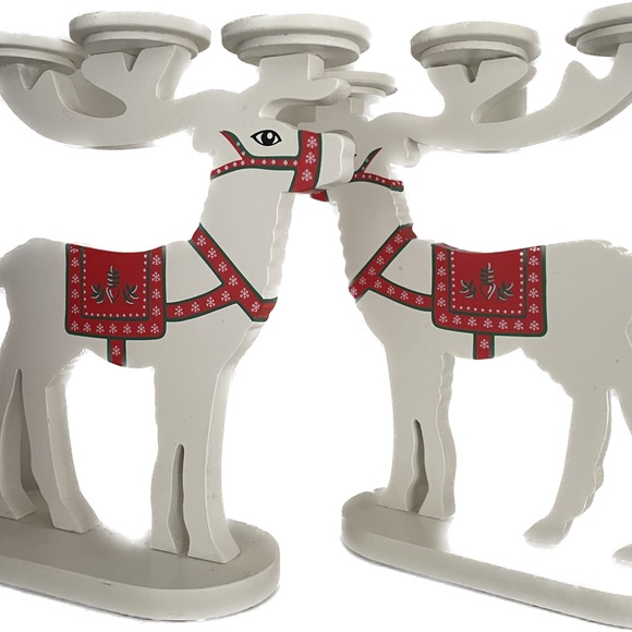 Set of 2 PartyLite Alpine Chalet Reindeer Tealight Holder P9798 Christmas Rare! - Picture 1 of 6
